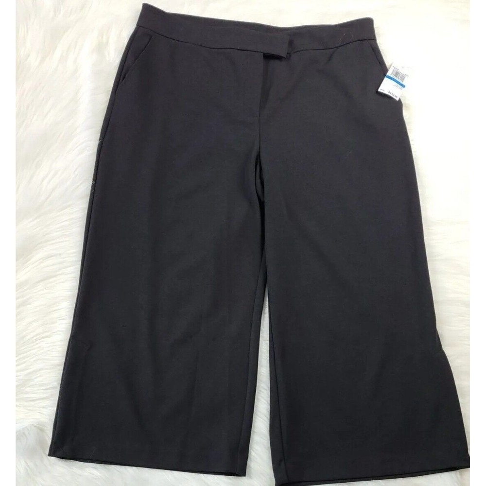 Michael Kors Women's Wide Leg Cropped Pants Black Size XL